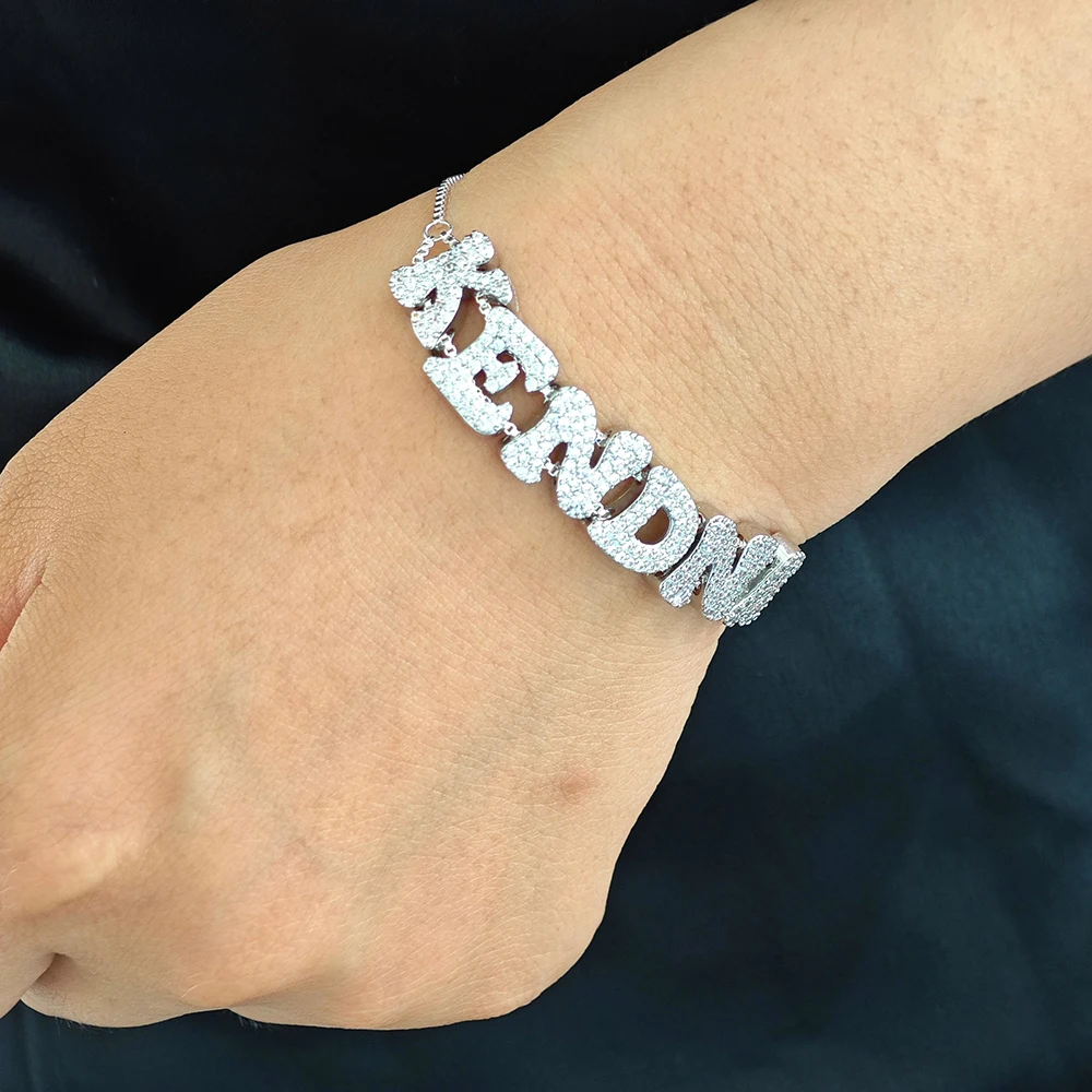 Pulsera personalizada con 26 letras en inglés, joyería deslizante, cadena doble de acero inoxidable, para regalo