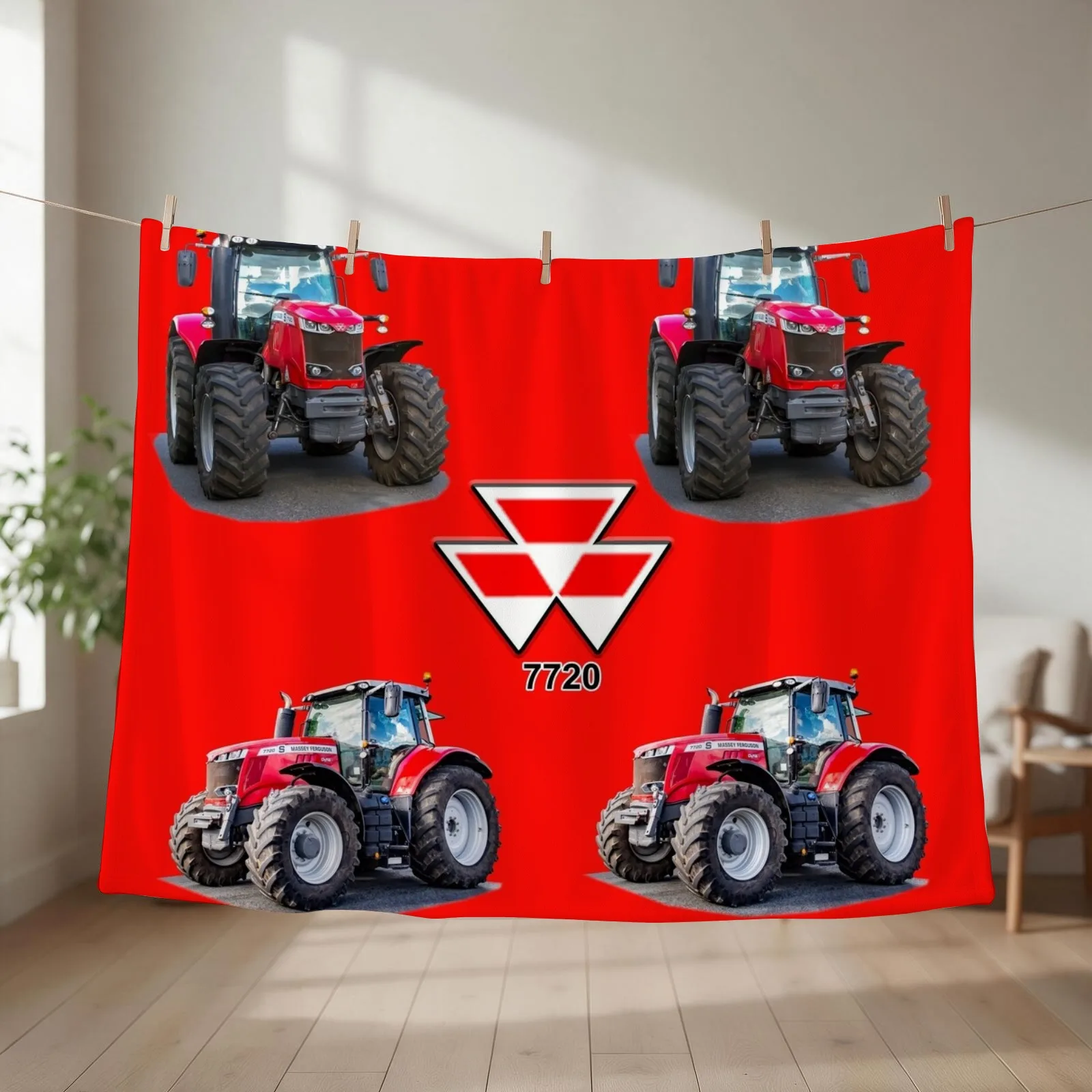 red tractor Throw Blanket couch cozy soft plush fuzzy picnic outdoor blanket