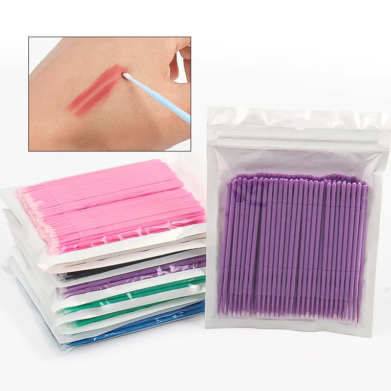 100Pcs Disposable Micro Brushes Tip Eyelash Extension Cleaning Swabs Applicator Sticks Lash Glue Removing Eyebrow Makeup Tools