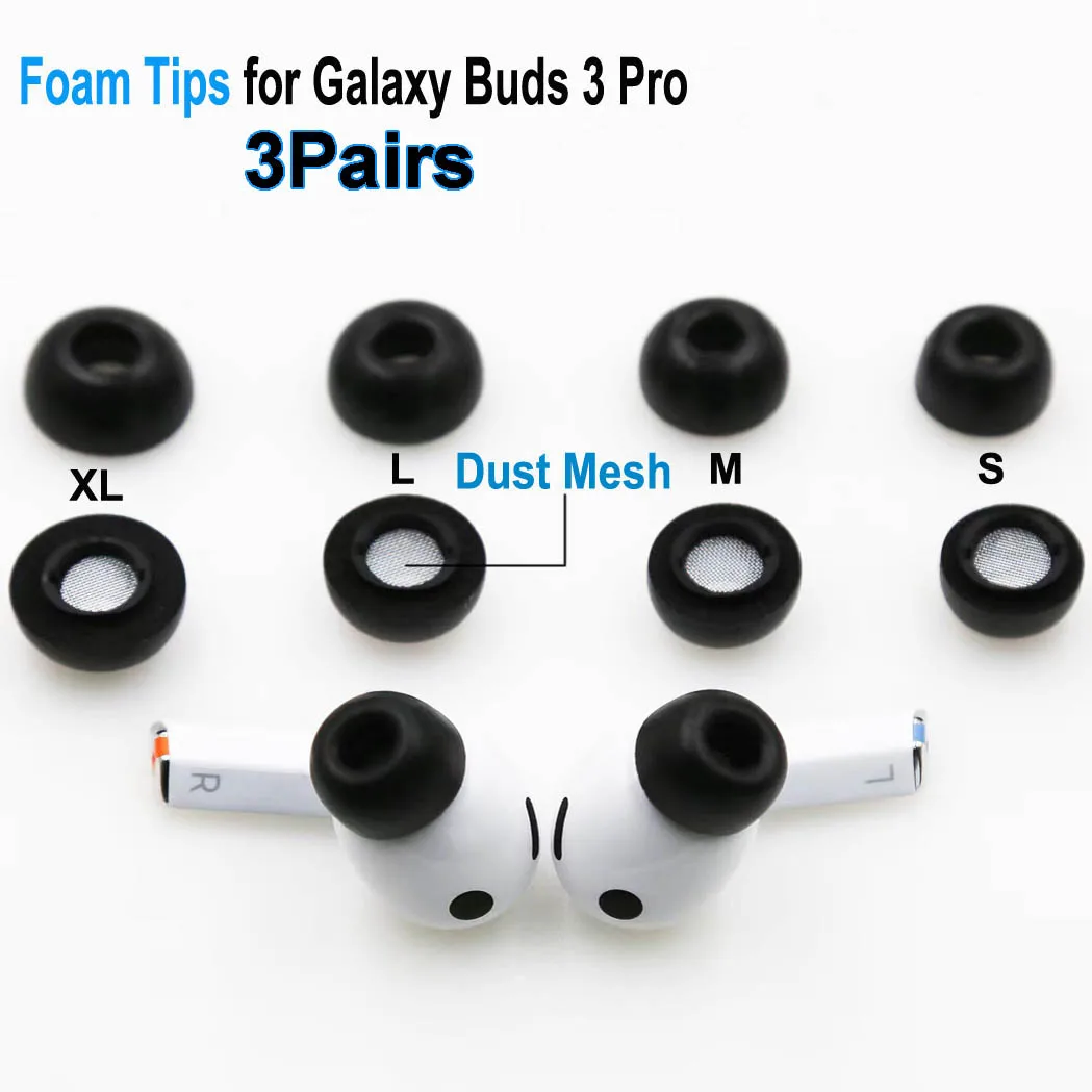 

3 Pairs Memory Foam Ear Tips For Samsung Galaxy Buds 3 Pro Replacement Earplugs Eartips Earphone Accessories XL L M S