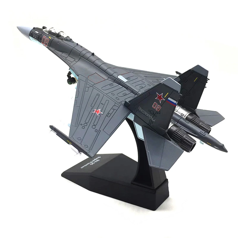 Diecast Metal Alloy 1/100 Scale Russian SU-35 Fighter Airplane Aircraft Replica Model SU-35 Plane Model Toy For Collection