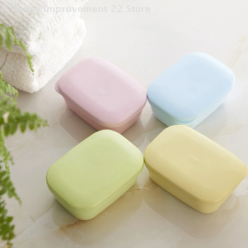 1PC Covered Soap Box With Waterproof Seal Portable Soap Box Detachable Drain Tray And Soap Pan