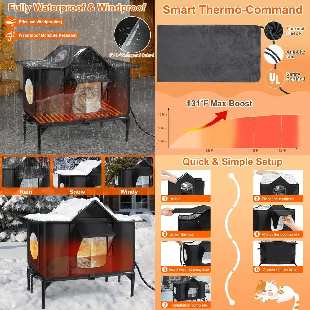 

Weatherproof Heated Outdoor Cat Shelter with Insulation, Safe Entry, and Elevated Base for Stray Cats