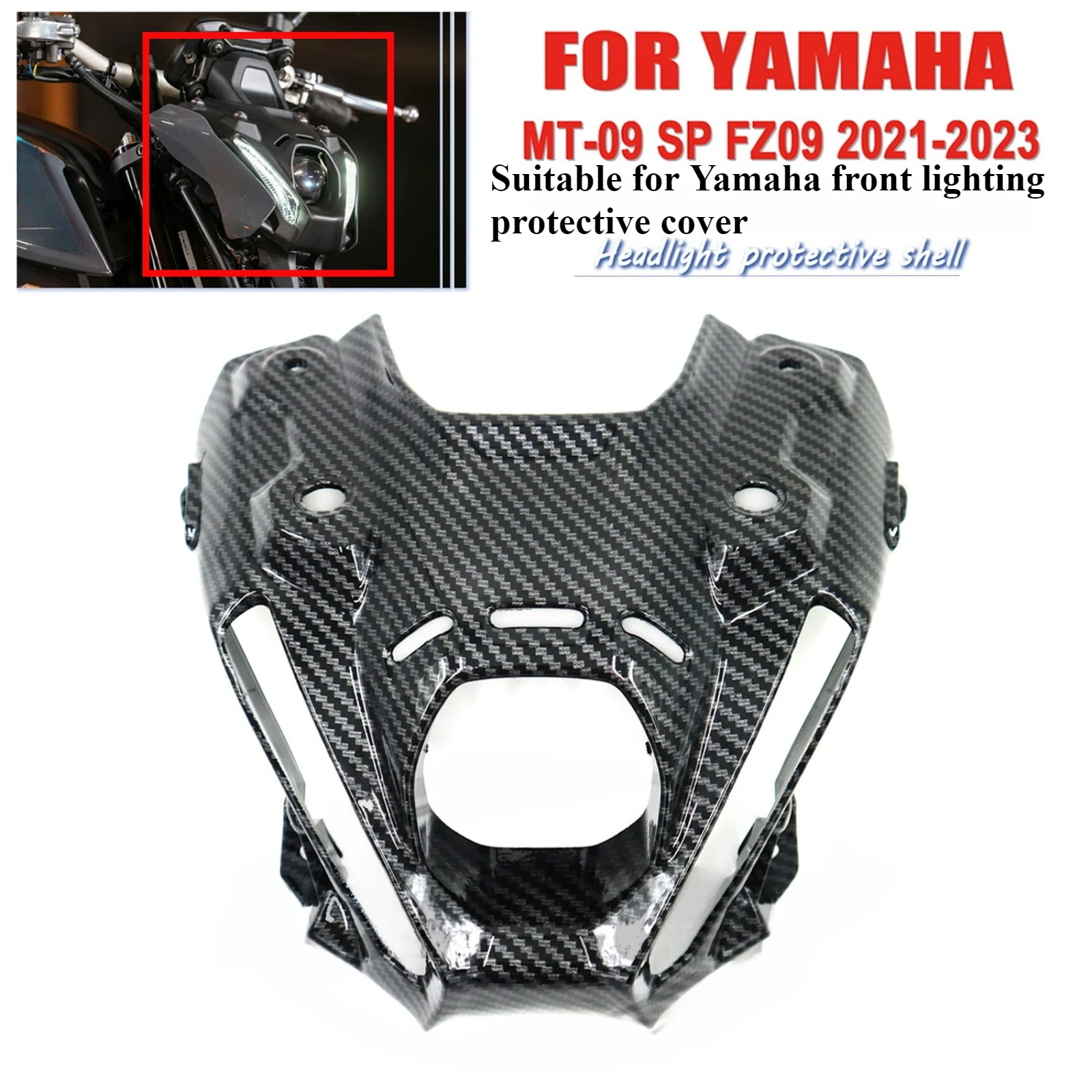 For YAMAHA MT-09/SP FZ09 2021-2023 Front Headlight Panel Headlamp Frame Shield Cover Motorcycle Bodywork Fit Modified Parts