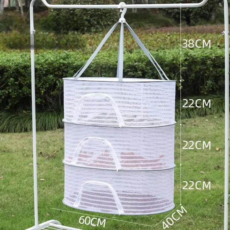 Layers Food Drying Net Mesh Bag Anti-mosquito Fish dryer Folding Dry Rack Hanging Basket Herb Drying Net for Flowers Buds Plants