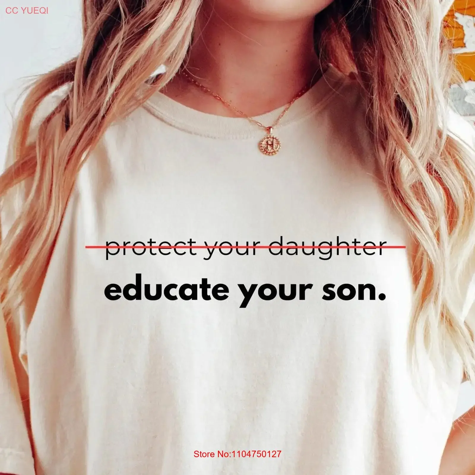 T-shirt « Educate Your Son » – Conception vintage délavée pour homme, mode streetwear unisexe, doux, sur le thème du féminisme, des droits des femmes et de la sensibilisation à l'égalité