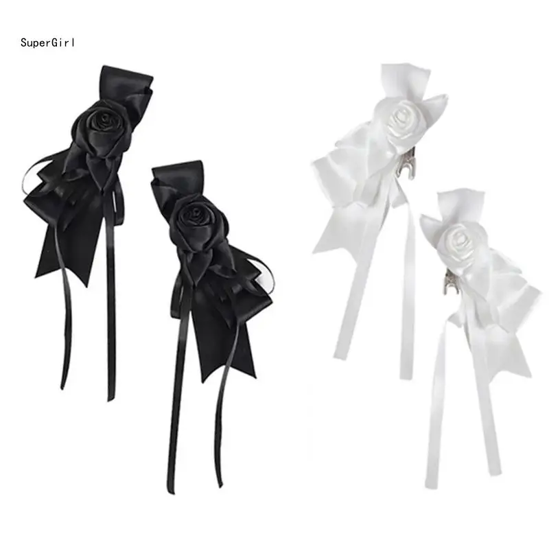 Elegant Rosette Hairclip Large Bows Balletcore Clip Girl Headwear Hair Clip J78E