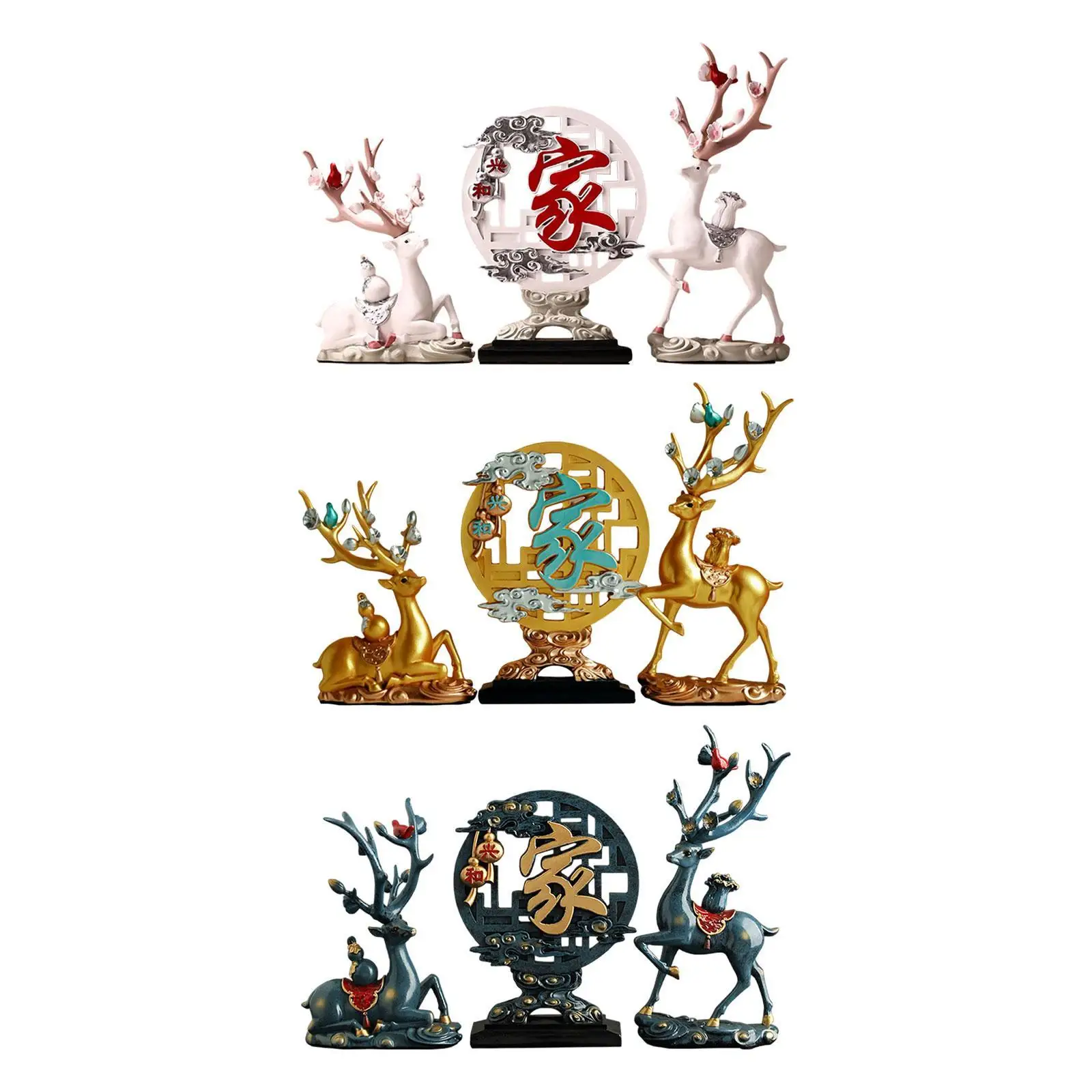 

Reindeer Figurines Decorative Deer Statues for Office Centerpiece Bookshelf