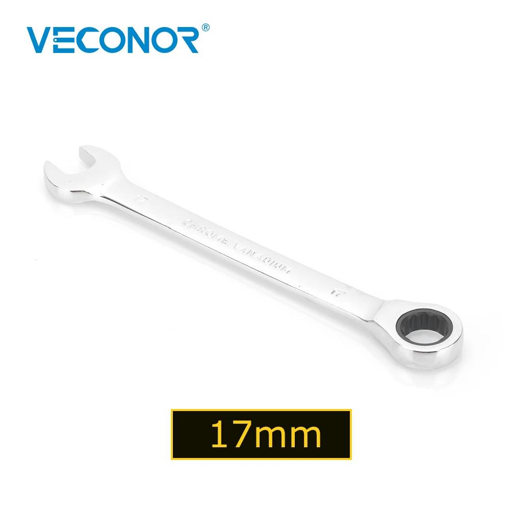 

17mm Ratchet Wrench Spanner Fixed Head Mirror Polish 72T Ratcheting High Torque Multitool