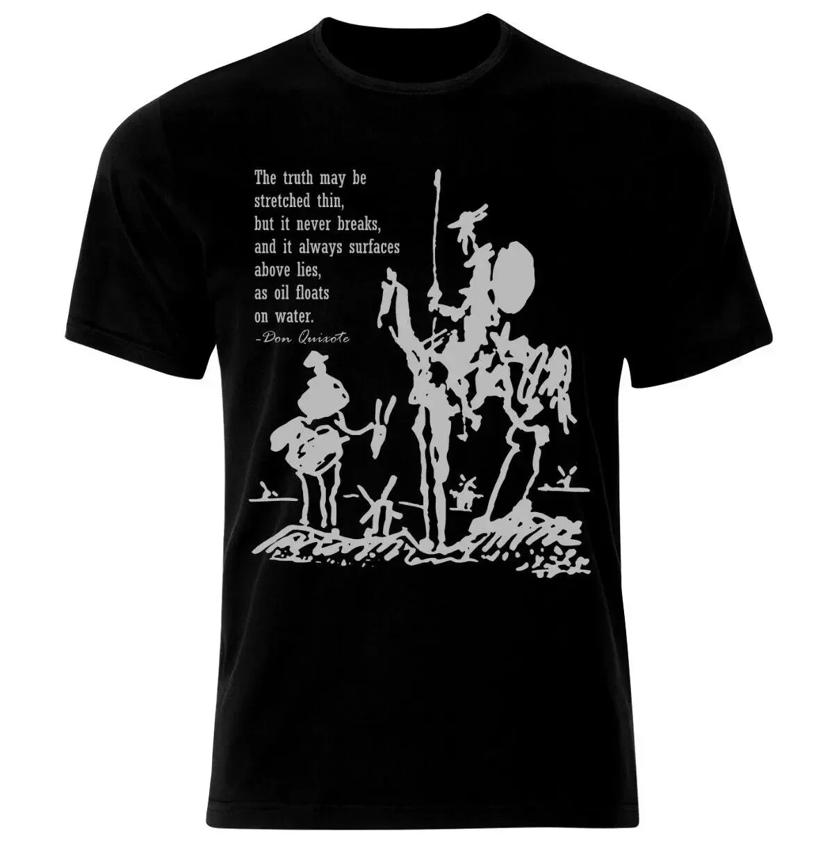 Camiseta De Don Quijote Sancho Panza con citas De Picasso Miguel De Cervantes, camisetas informales De algodón 100% para hombre, última novedad