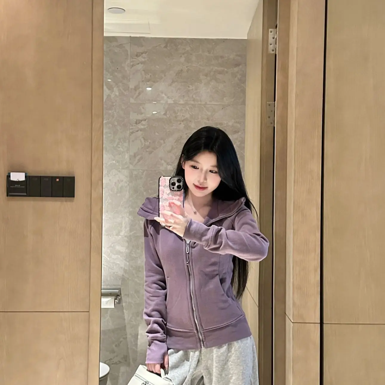 

Women's Slim Fit Hoodie Fce Sport Fitn Cardigan Sle Outerwear Zipper Versatile Trendy Korean System Spring Commute