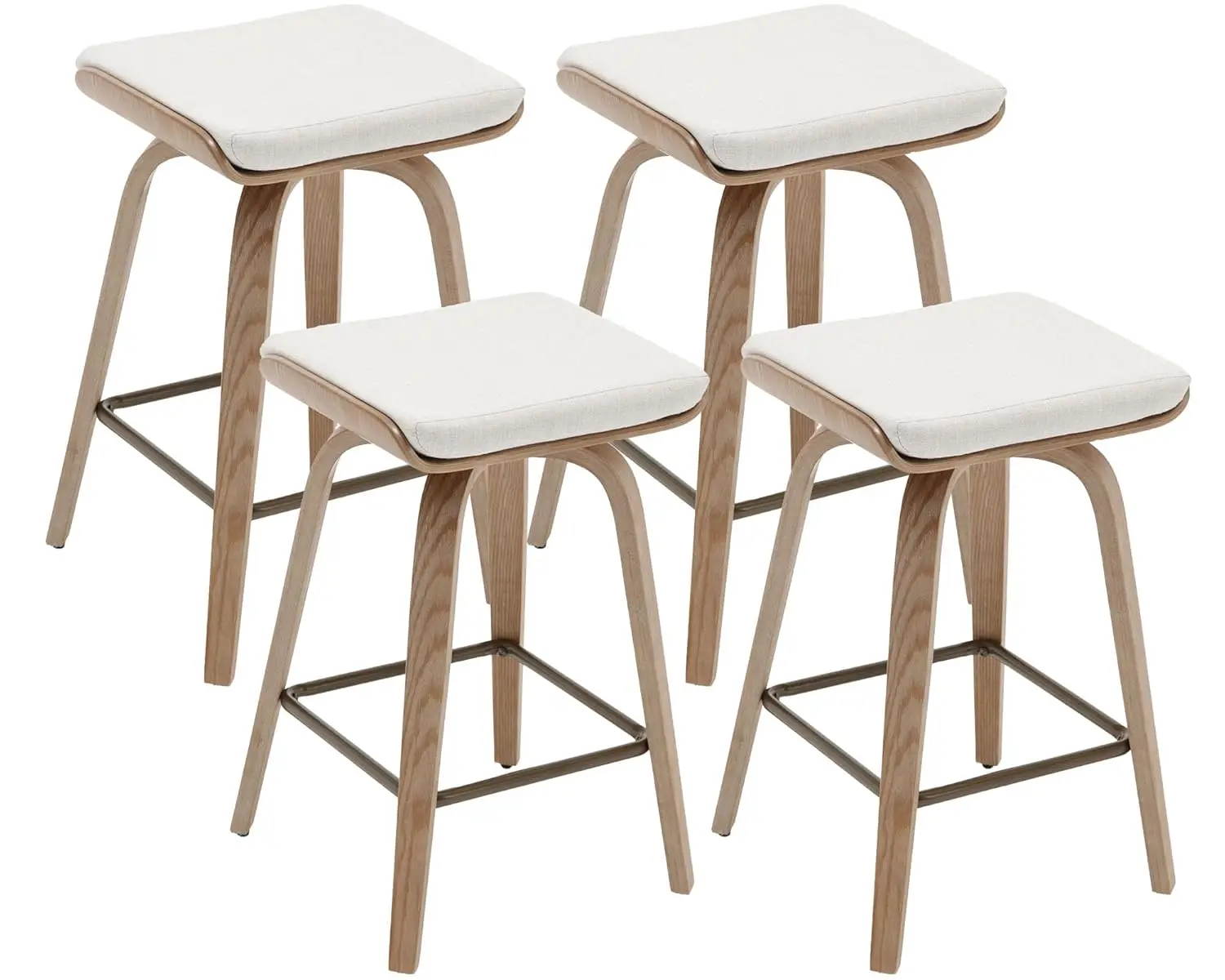 

Набор барных стульев с поворотным седлом без спинки, 4 шт., барные стулья высотой 26 дюймов с деревянными ножками и подставкой для ног, для кухни, по индивидуальному заказу