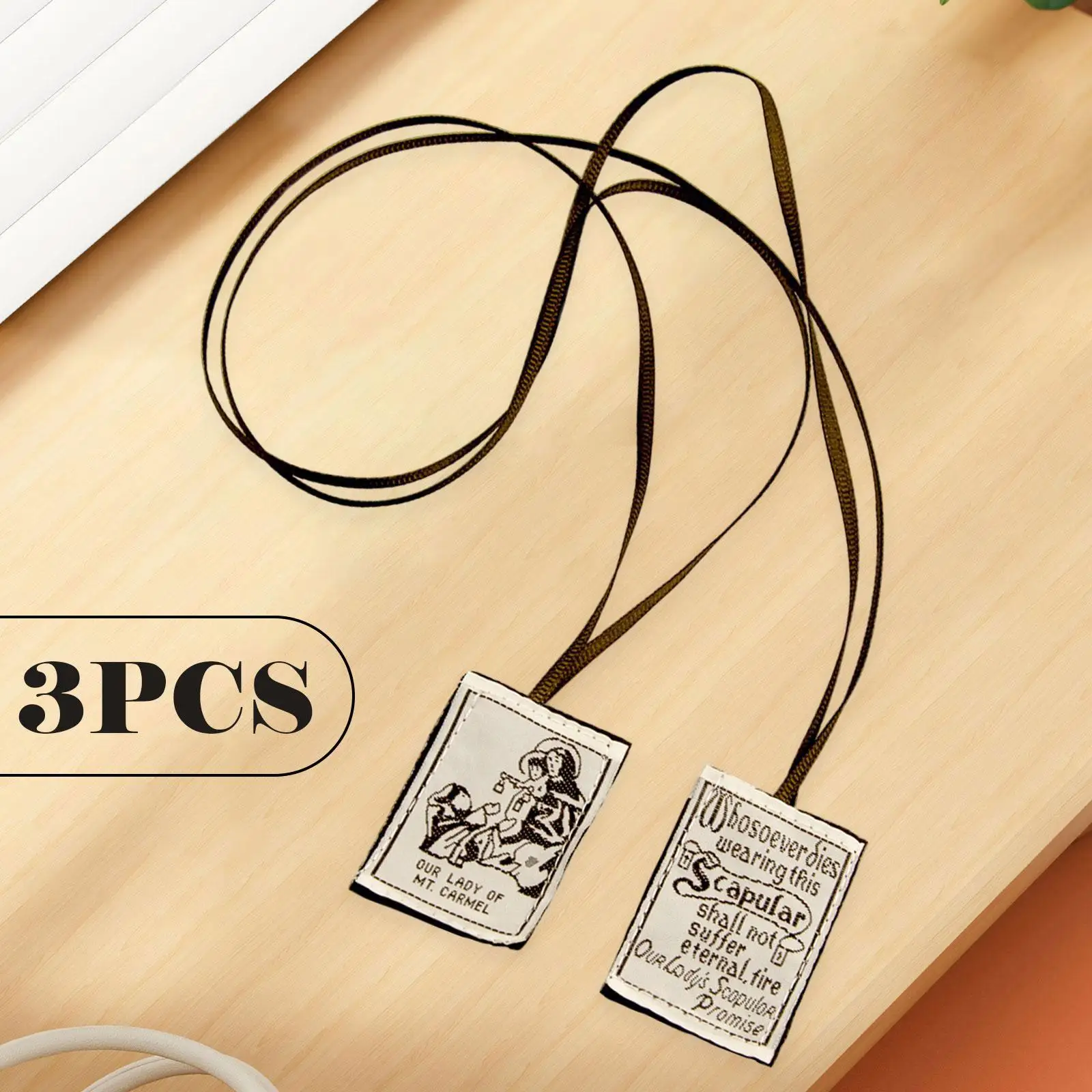 Catholic Scapular Classic Brown Cloth Design for First Communion Confirmation Gift Symbol of Protection Religious Art