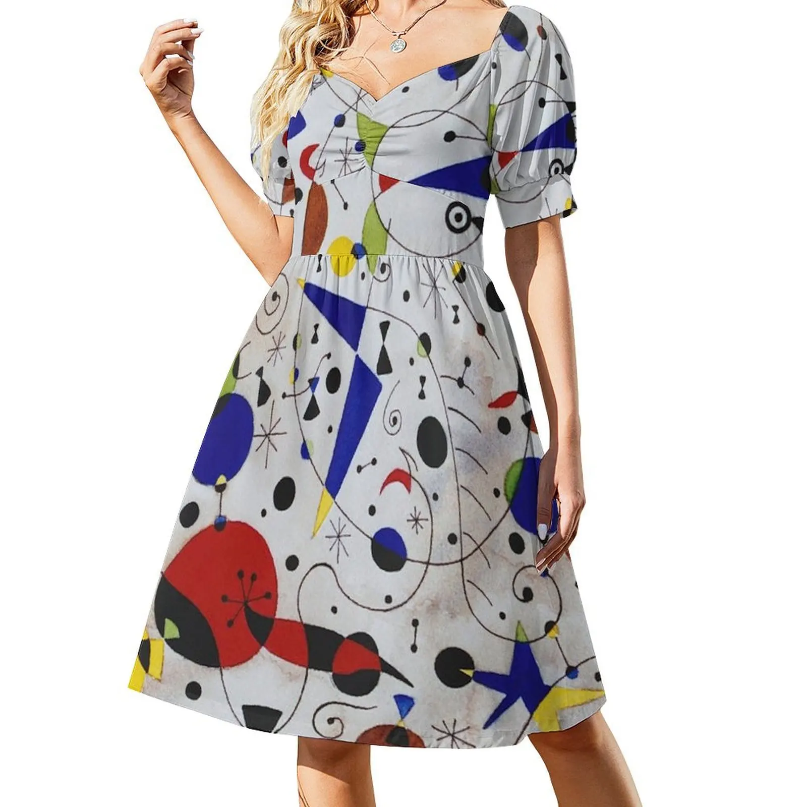 

Joan Miro Cat Encircled by the Flight of a Bird Short Sleeved Dress party dresses woman summer dresses womens 2025 Dress