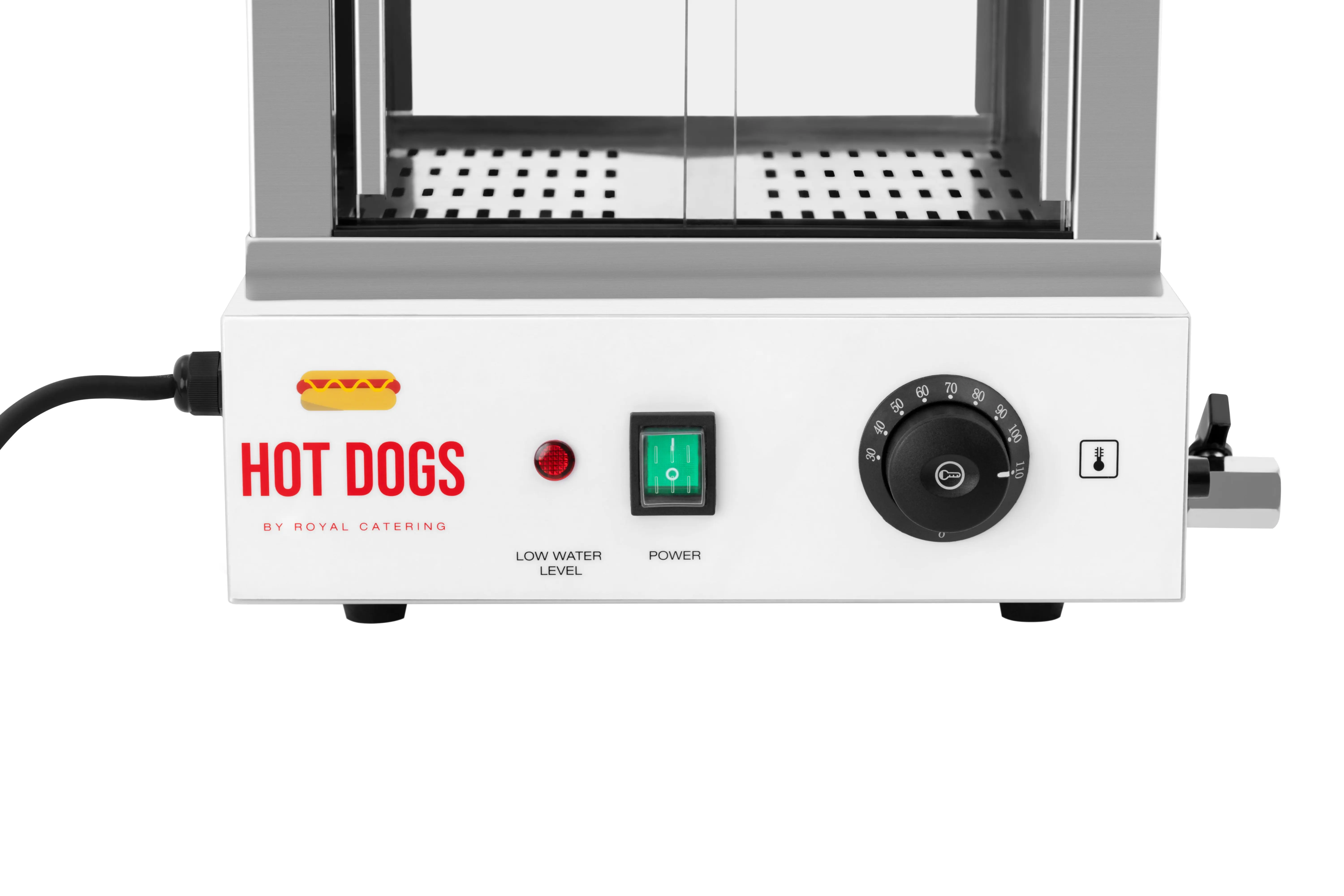 Powerful 1000W Stainless Steel With Drain Tap 100 Hot Dogs Sausages 25 Buns Temp Adjustable 30-110°C Bun Steamer Hot Dog Warmer