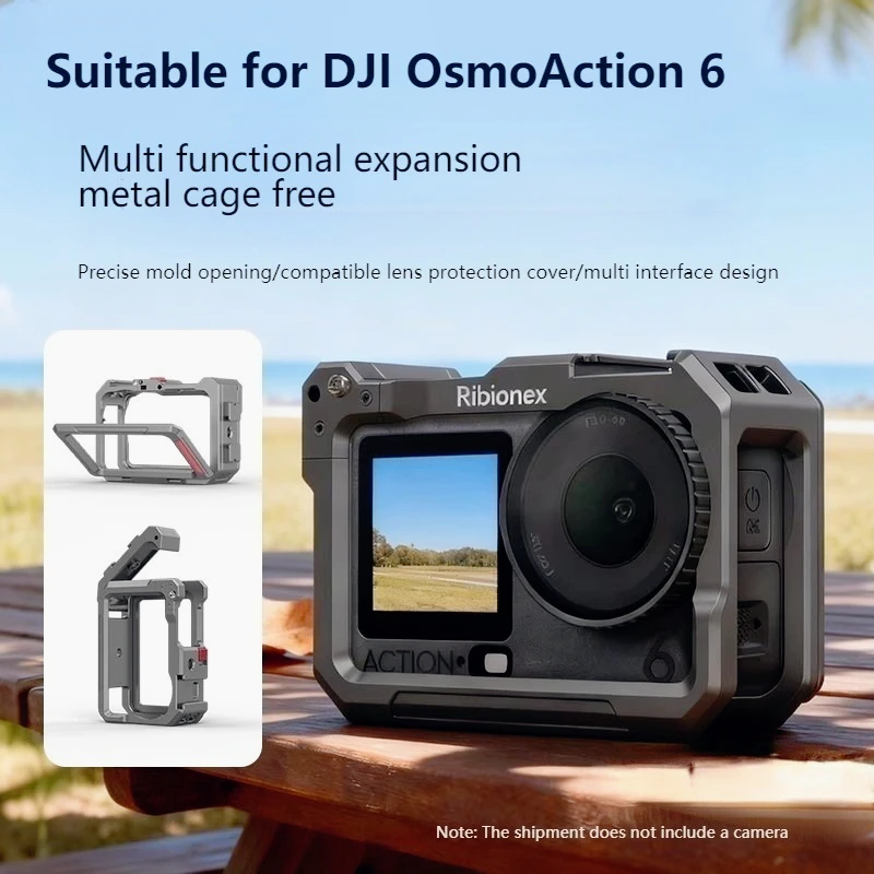 

High-Quality Applicable to DJI Osmo Action6 Metal Rabbit Cage Aluminum Alloy Frame Street Shooting Set Handle Camera Accessories