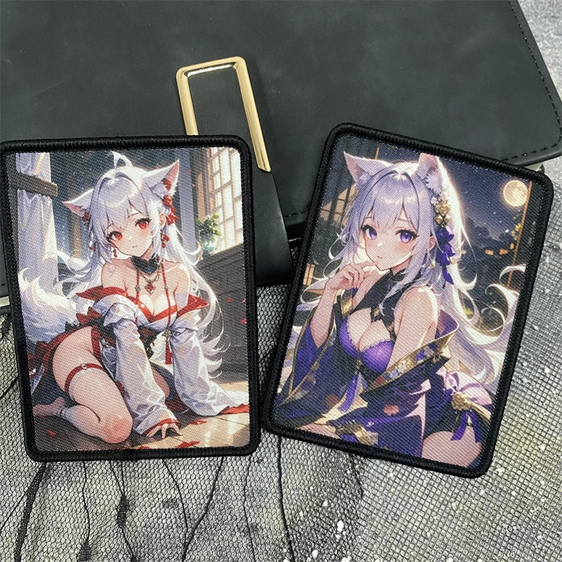 

Japanese Erciyuan Animation Sexy Girl Morale Badge Patches Tactical Backpack Hat Sticker Military Army Armband Hook and Loop