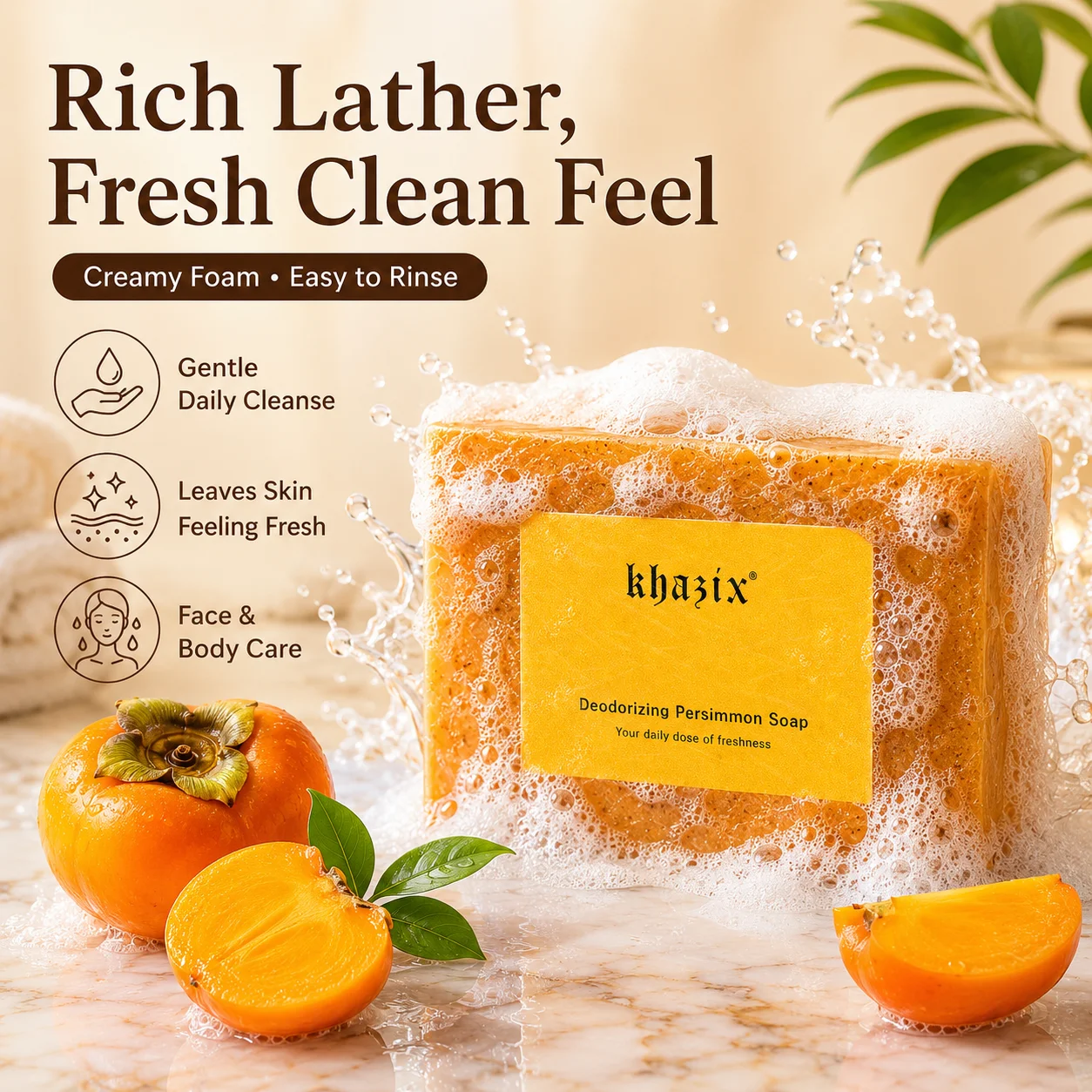 Daily Cleansing Soap Bar for Face and Body, Gentle Bath Soap, Portable Skin Care Bar for Home Travel Use