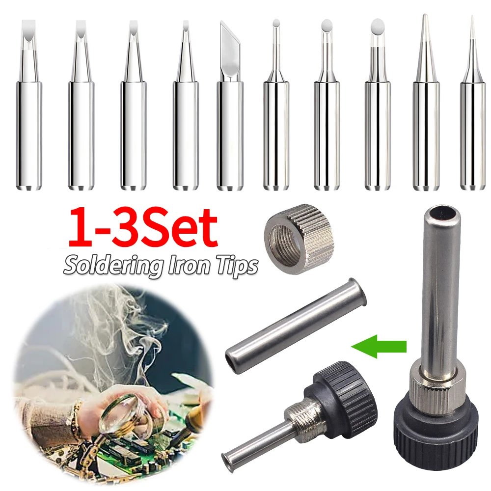 

1-3Set Soldering Iron Tips with Welding Sleeve 900M Lead-Free Solder Iron Tip Replaceable Soldering Tip for Soldering Station