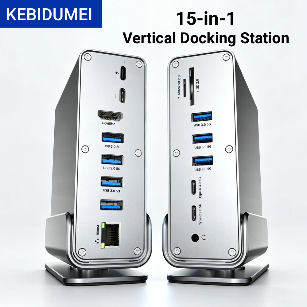 kebidumei-15-in-1-usb-cドッキングステーション-type-c-4k60hzハブ-hdtv-pd-100w-usb-30-sd-tf-rj45-1000m-35mmオーディオ搭載-ノートパソコン用