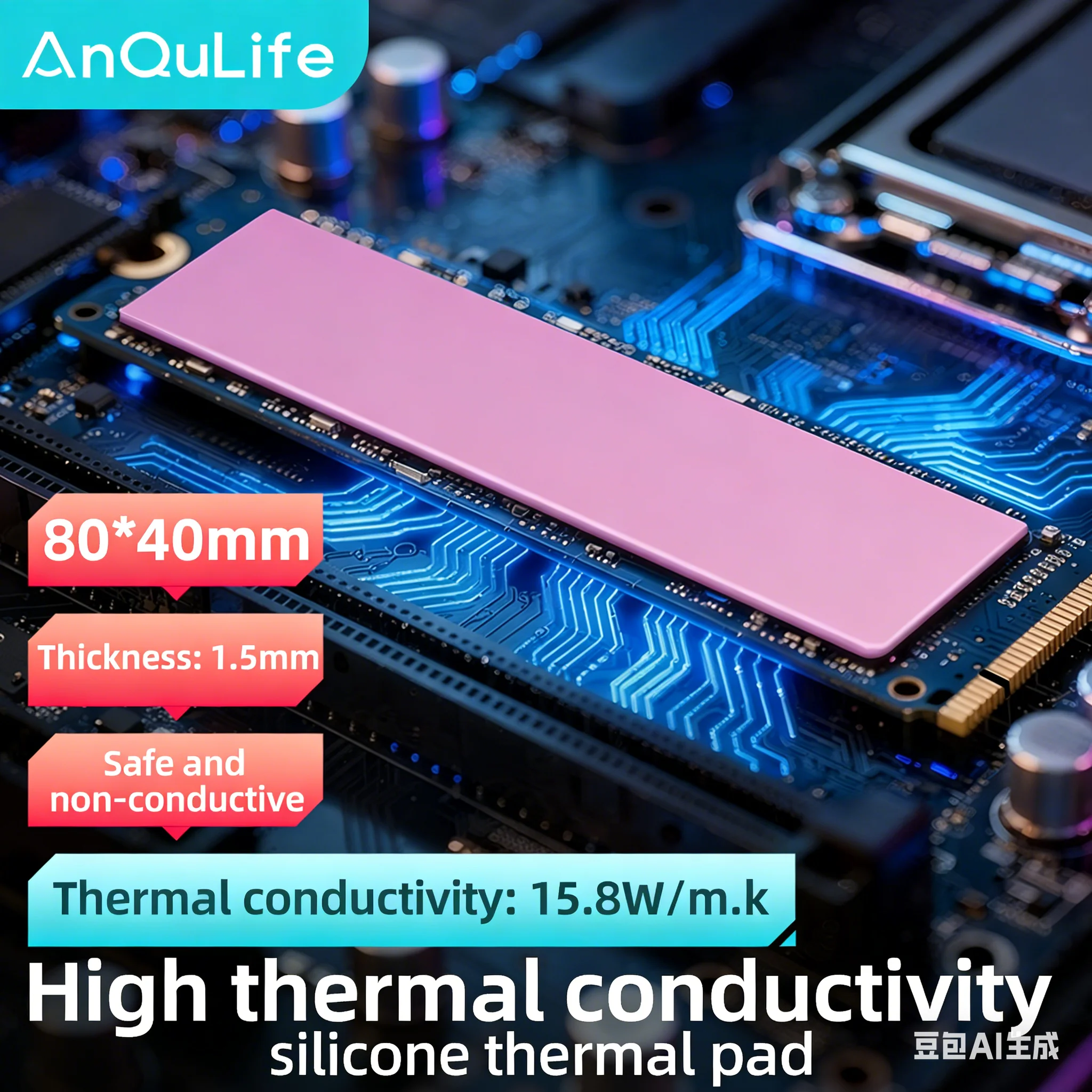 

Термопрокладка Anqulife 15.8W/mk с высокой теплопроводностью, силиконовая прокладка для отвода тепла, термопаста для CPU/GPU, охлаждающая силиконовая прокладка.