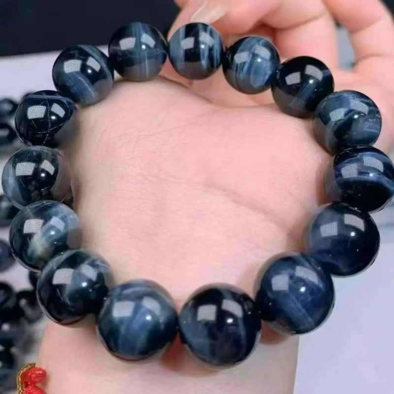 Natural round Beads Single Circle with Effect Blue Tiger Eye' Stone Bracelet