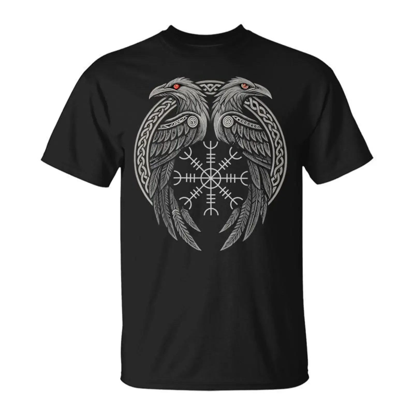 Simbolo Della Mitologia Nordica Huginn Muninn Corvo Norreno Maglietta vintage Washed Versatile graphic Stretched