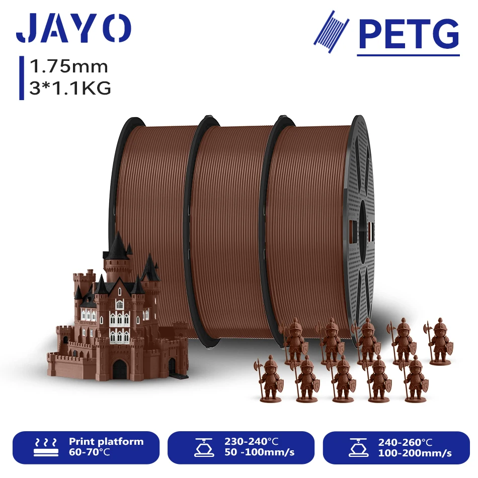 JAYO 3,3KG 3D PETG Klares Druckerfilament 1,75MM Hochfest Ohne Blasen Sauber Gewickelt für 3D 99% FDM DIY Geschenkmaterial