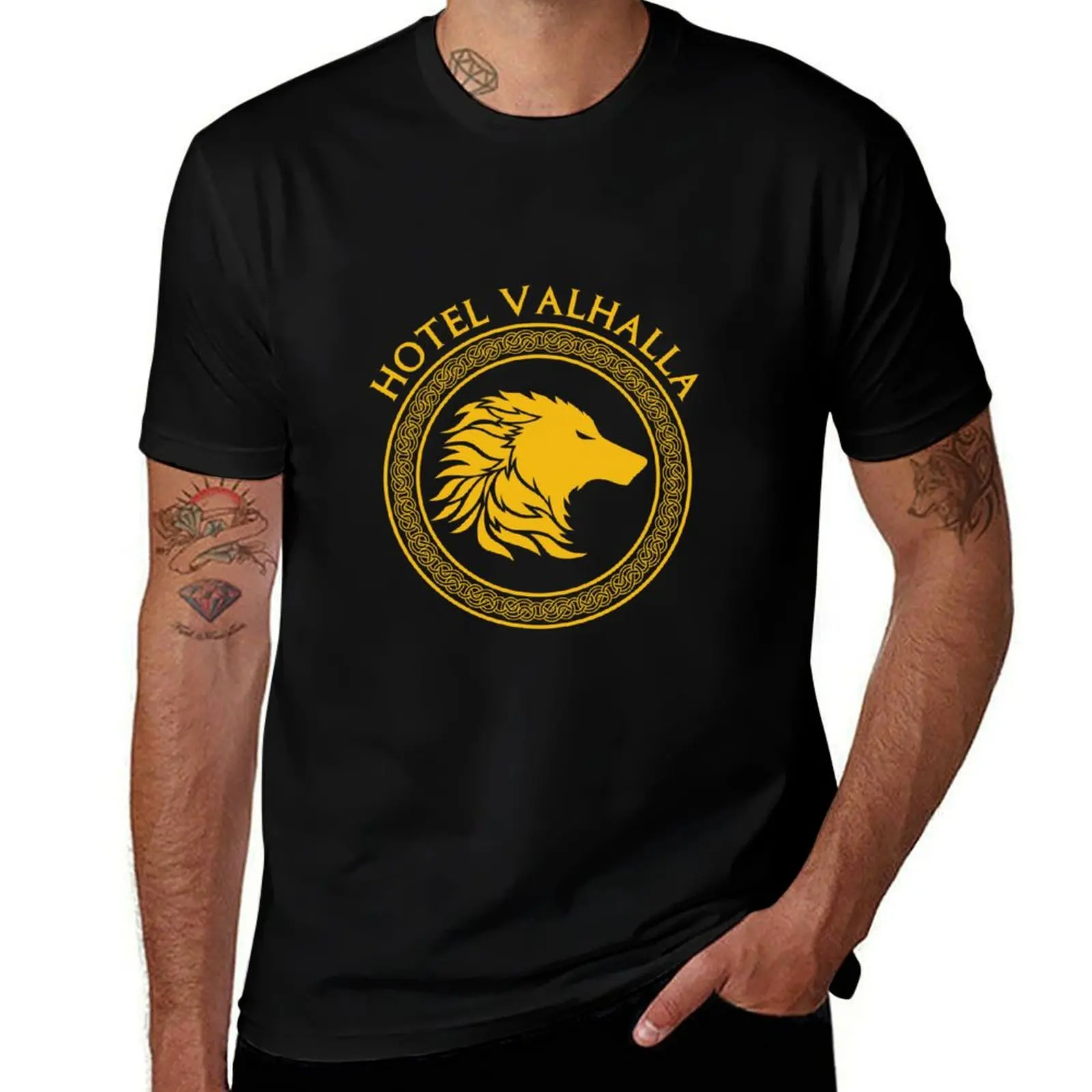 Magnus Chase Hotel Valhalla wolf logo T-Shirt Large Size Soft Cotton T-Shirt
