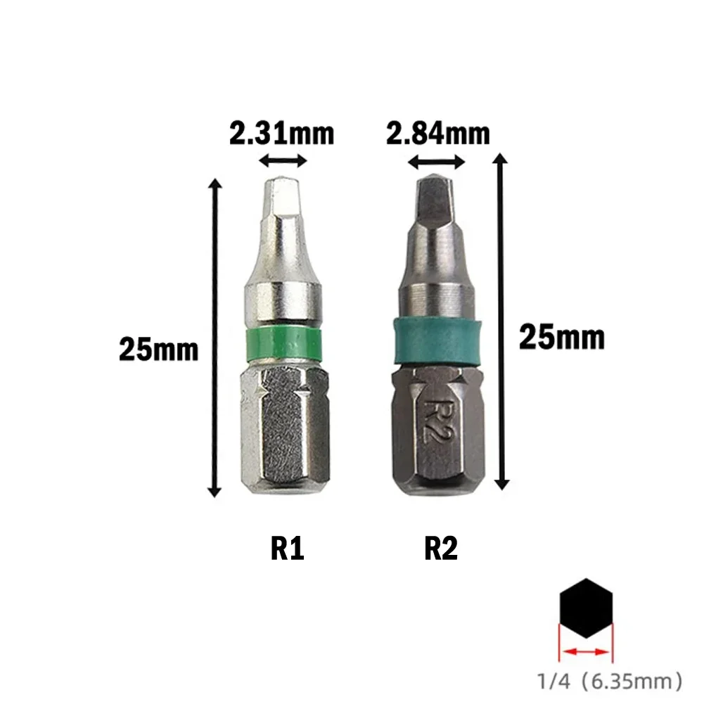 Punte per cacciavite a testa quadrata da 4 pezzi SQ1 SQ2 25mm 6.35mm punta per cacciavite a testa Batch magnetica con gambo esagonale