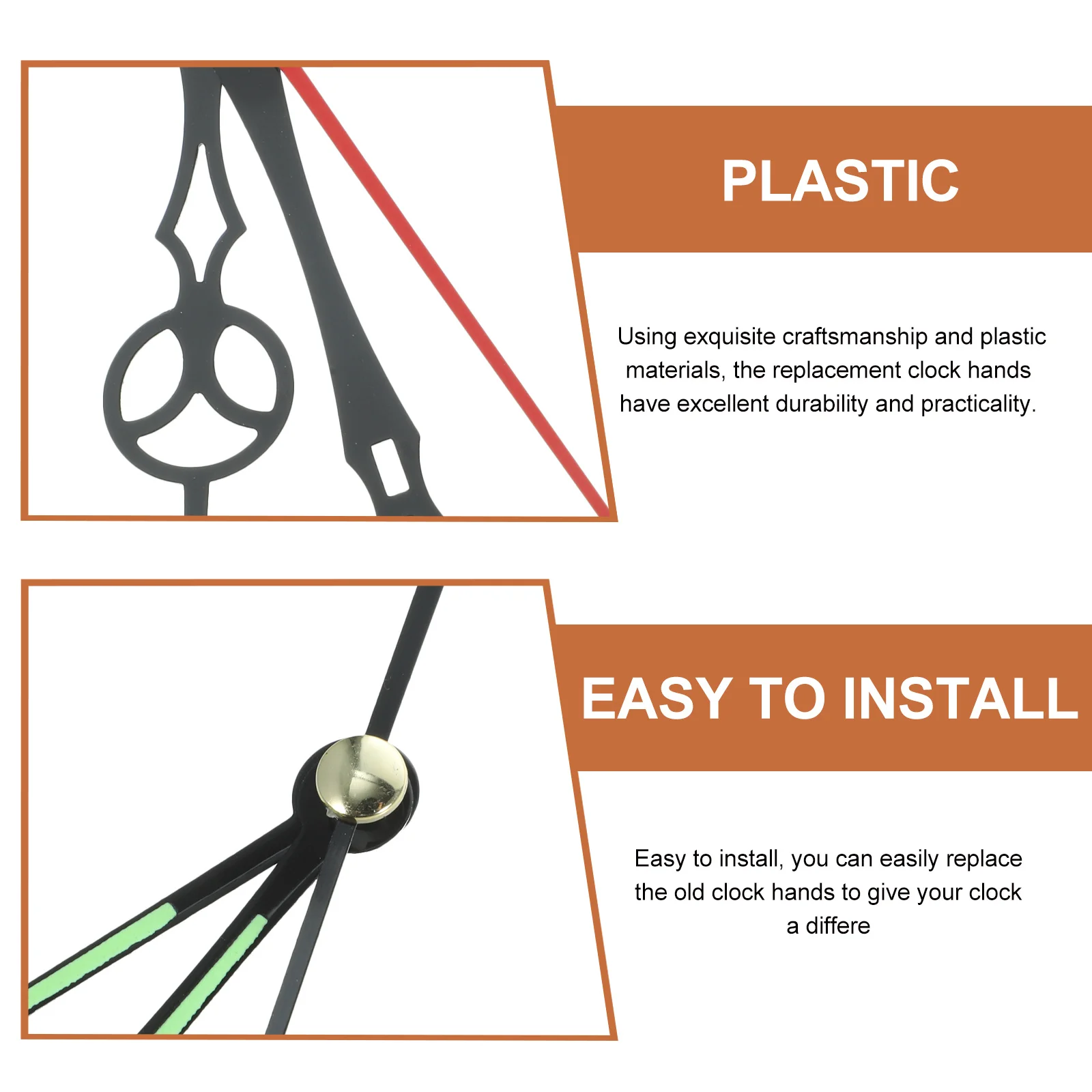 

15 set Set Plastic Replacement For Wall Repair Diy Mute Hands Clock Parts Large Size Clock Accessories