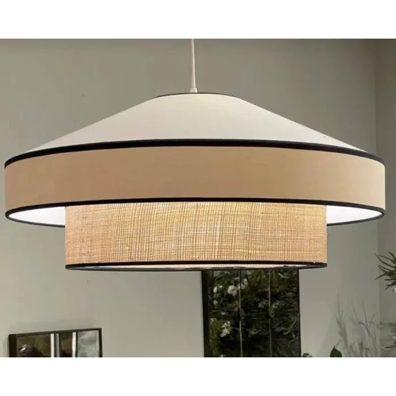 

Japanese Wabi-Sabi Chandelier Layered round Umbrella Fabric Pendant Light for Home Bedroom Decorative Hanging Lamp