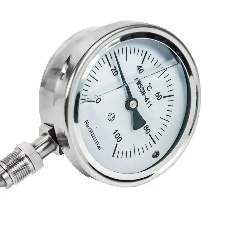 Diameter Bimetal Shock-resistant Radial Thermometer Filled With Glycerin 0-400℃ G1/2 100mm Probe 10mm