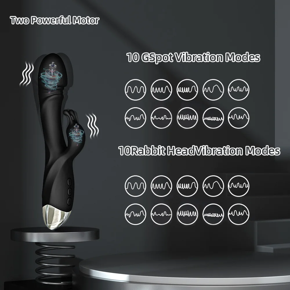 Powerful Rabbit Vibrator G Spot Clitoris Stimulator Vagina Nipple Massage Female Masturbator Dildo Silent Sex Toy for Women 18+