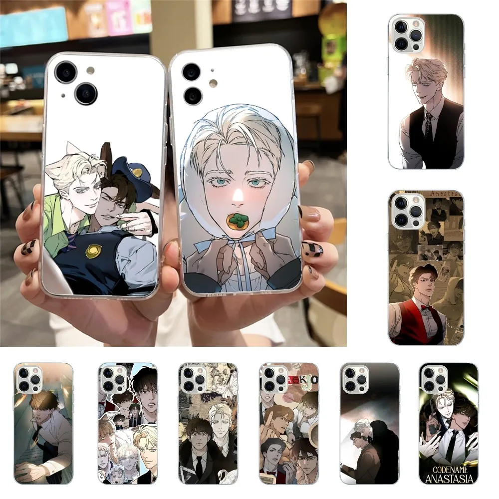 C-الرمز A-Anastasia جراب هاتف آيفون 15 11 13 14 برو ماكس 7 8 زائد X Xr Xs ماكس 16pro 12 غطاء شفاف صغير #1