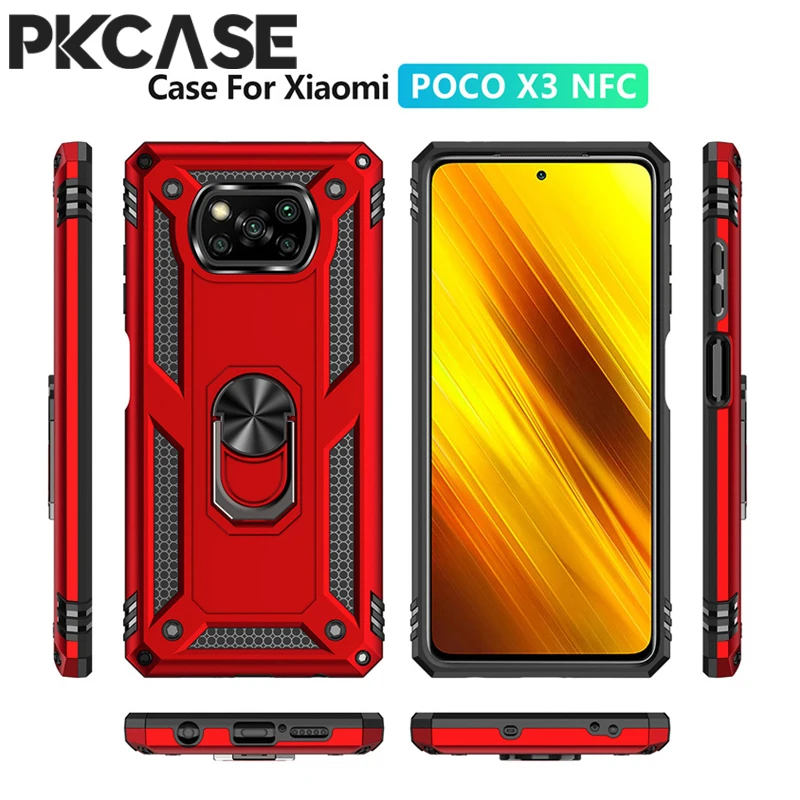 Custodia per staffa ad anello antiurto PKCASE per Redmi 13C A3 Note 13 12 Pro Plus 5G 12S 4G Intl