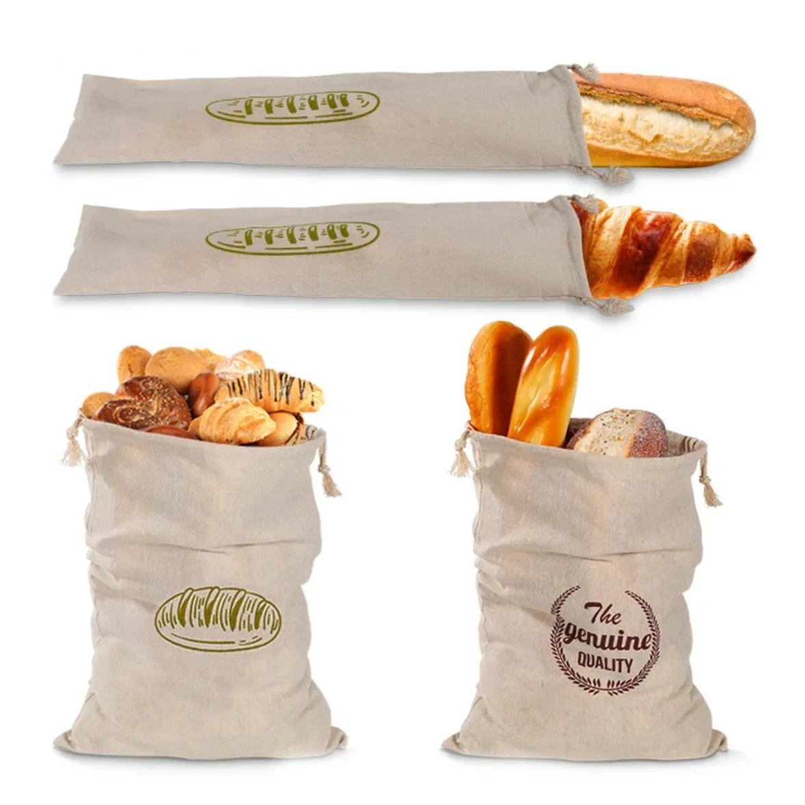 Leinen-Brotbeutel, wiederverwendbar, mit Kordelzug, für Laib, selbstgemachte, handwerkliche Brot-Aufbewahrungstasche, Leinen-Brotbeutel für Baguette