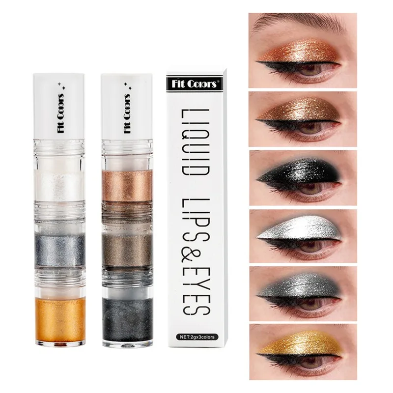 Glitter Eyeshadow Quick Drying Color Box Package Liquid Eyeshadow 6 Colors Available for Eye&lip Use Pearlescent Effect