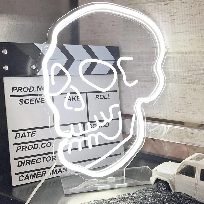 

1 Piece Skeleton Skull Neon Signs Pink Ghost Led Neon Sign Cool Neon Sign Decor For Room Bedroom Bar USB