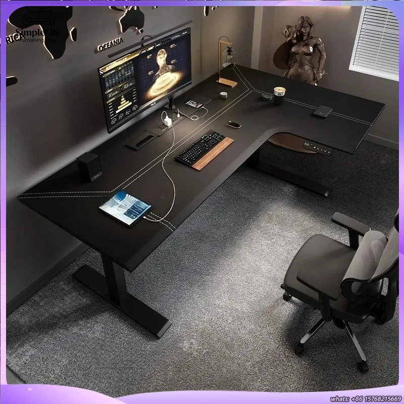 

Электрический регулируемый по высоте компьютерный стол в форме семерки с LED-дисплеем и датчиком движения, игровой/офисный стол для дома