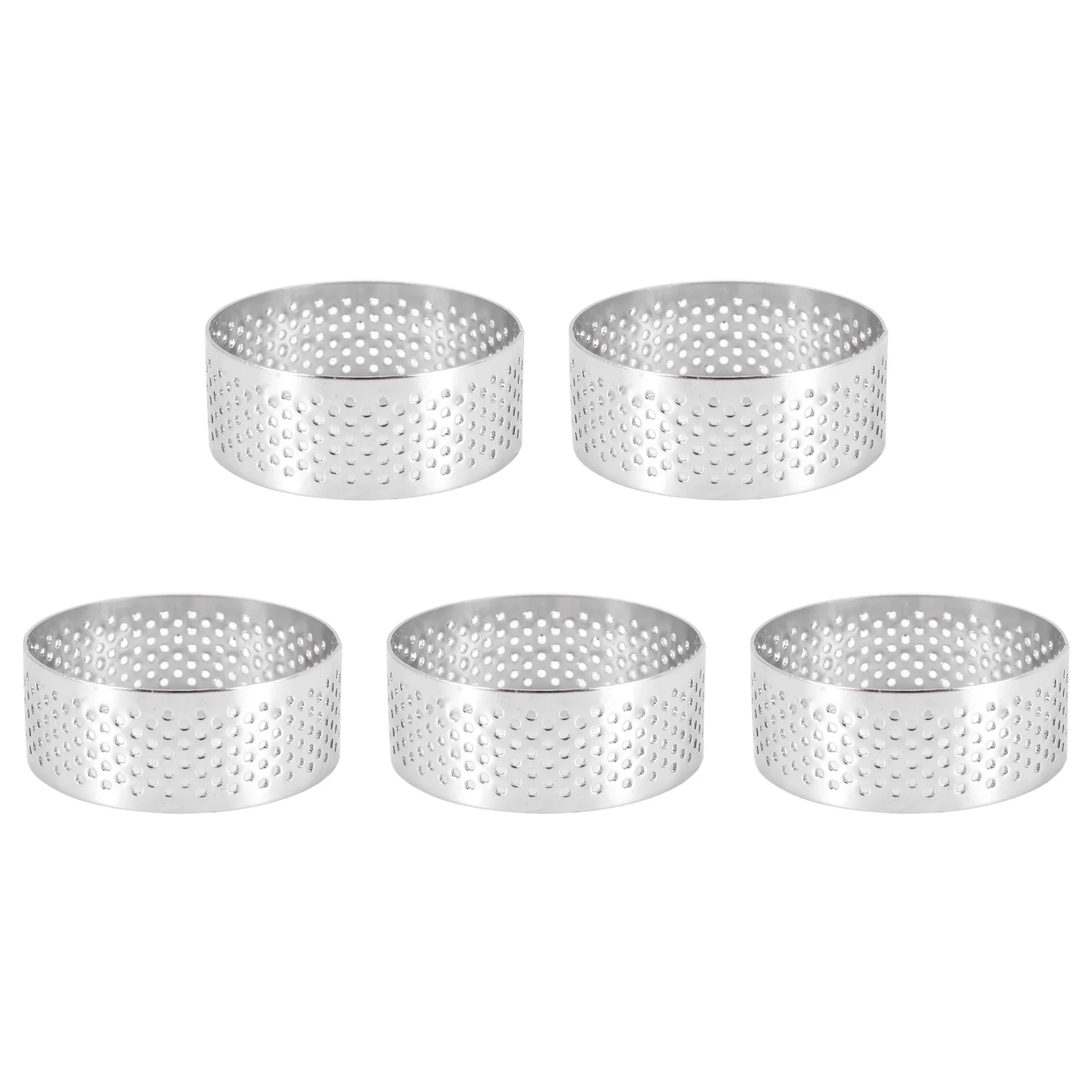 New Stainless Steel Perforated Tart Ring, 5Pcs 5cm Perforated Cake Mousse Ring, DIY Round Tart Rings for Baking Dessert Ring