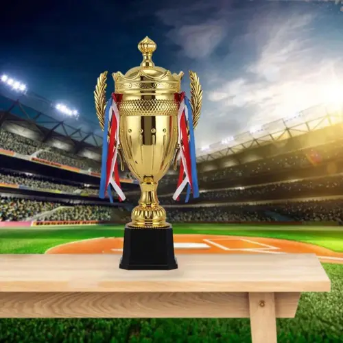 Imagen 2 del producto Modelo de Metal trofeo de oro, corona con tapa, copa de premio pequeño, competición, juegos deportivos de fútbol, premio ganador, juguete de trofeo