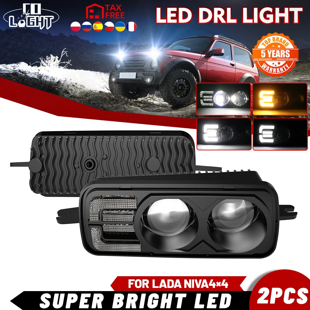 

COLIGHT For Lada Niva 4x4 1995 LED Daytime Running Lights LED Turn Signal Car Styling Accessories Front Fog Lamp Turning Lamp