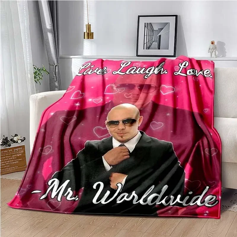 Throw Blanket Mr 305 Pitbull MR Worldwide Hippie Poster Printed Flannel Grain Towel Soft Plush Sofa Bed Fluffy Blanket