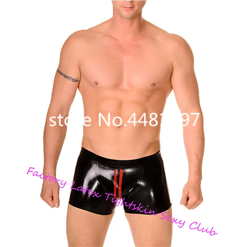 

Latex Shorts Rubber Boxer Briefs with Front Crotch Zipper Panties Underwear Pants Party Club Wear Costume