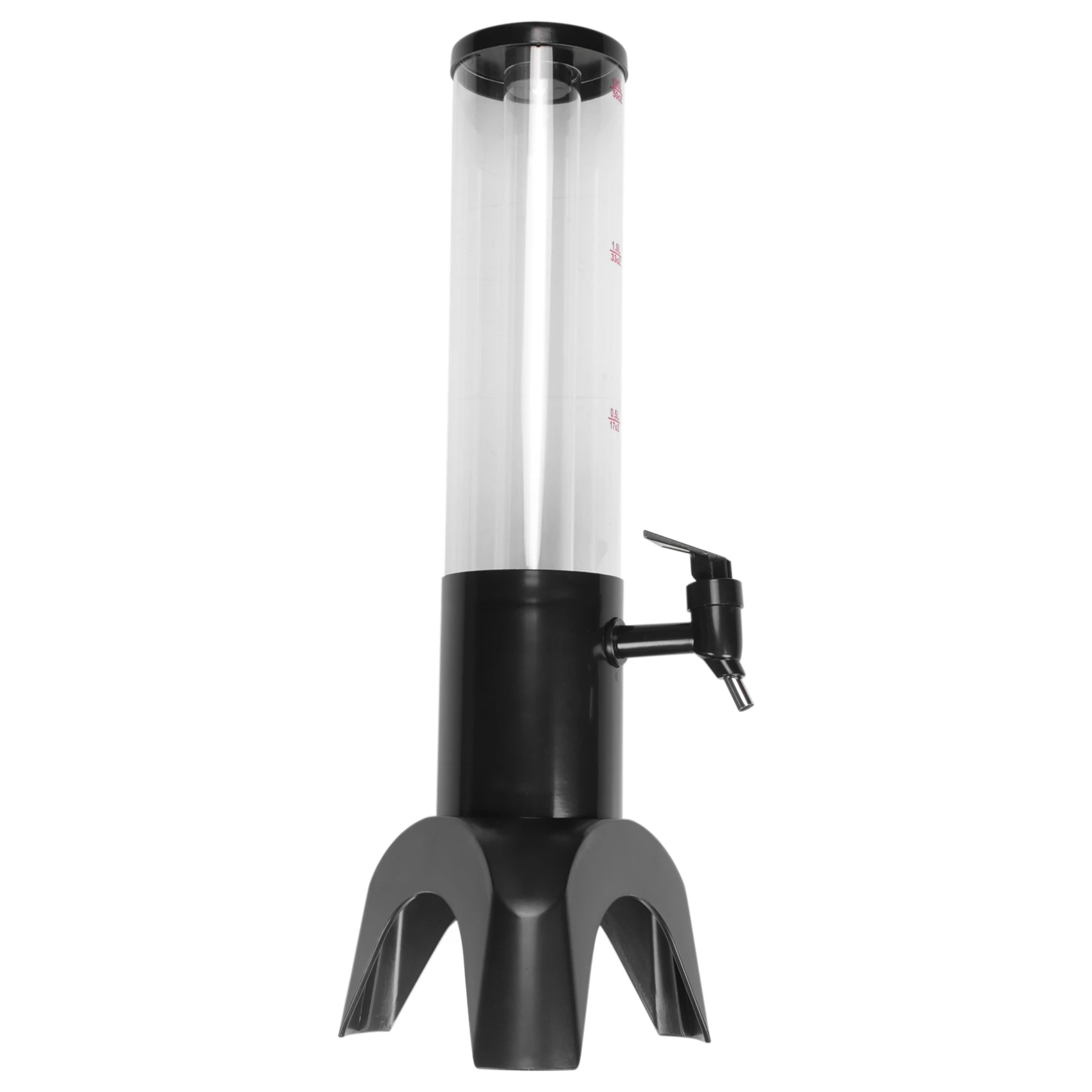 1.5L Beer Dispenser Tower Easy Clean Integrated Tap with Ice Tube and LED Light Clear Beverage Tower Dispenser Black