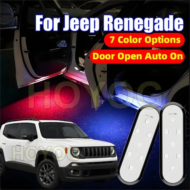 Fit for Jeep Renegade 2014-2026 LED Car Door Courtesy Light with a Magnetic Sensor and No-Drill Installation