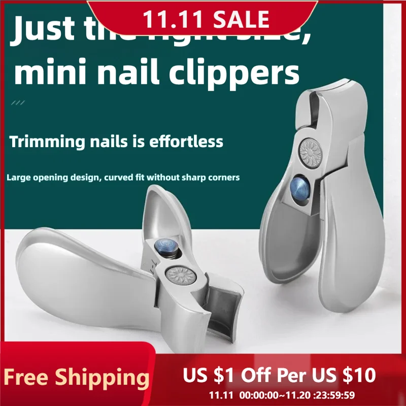 

1pcs Small Fat with Large Opening Nail Clippers Anti-Splash Mechanism Nail Clippers Stainless Steel Powder Process Nail Clipper