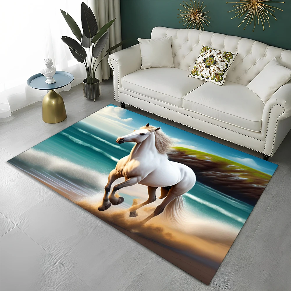 3D Animal Pentium Gallant Horse Steed Carpet Rug for Home Living Room Bedroom Sofa Doormat Decor,kid Area Rug Non-slip Floor Mat