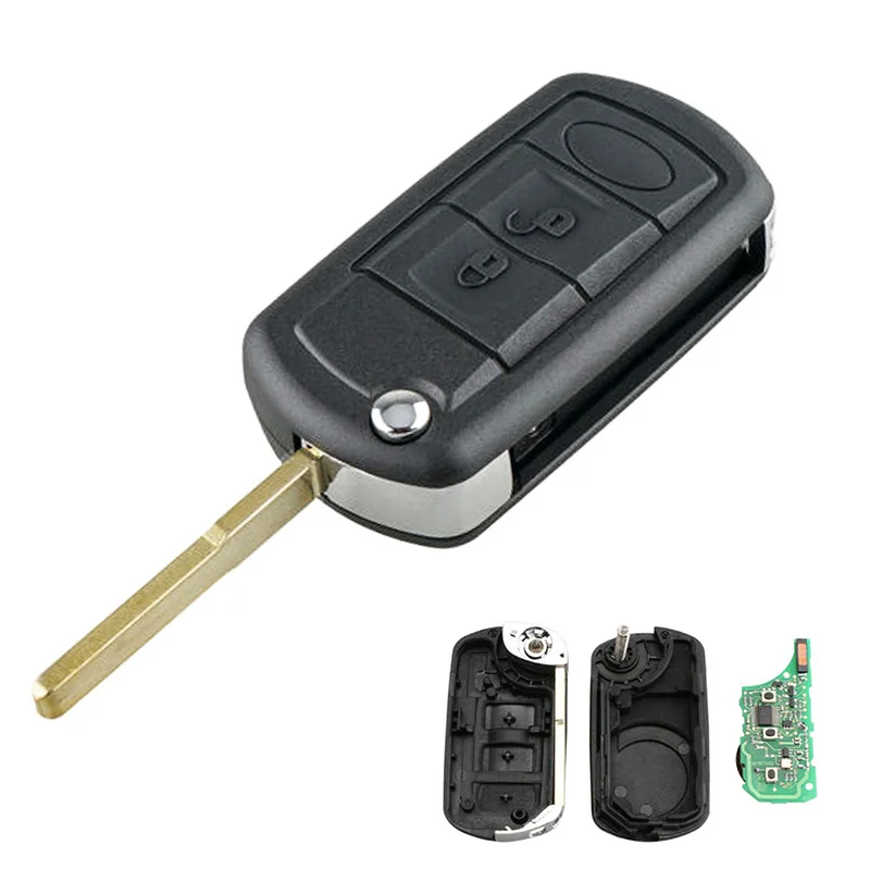 Guscio chiave auto sostitutivo a 3 pulsanti compatibile con Land Rover Discovery 3 Ra-nge Ro-Ver Sport (chip PCF7941 da 433 MHz)